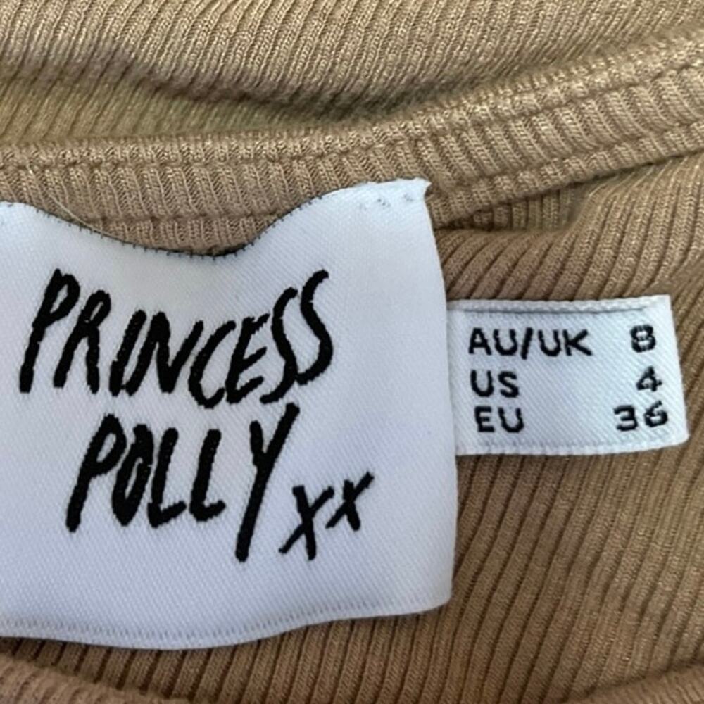 Princess Polly Noorie Brown Ruched Ties Long Sleeve Rib Knit Crop Sweater Top 4 - Picture 4 of 5